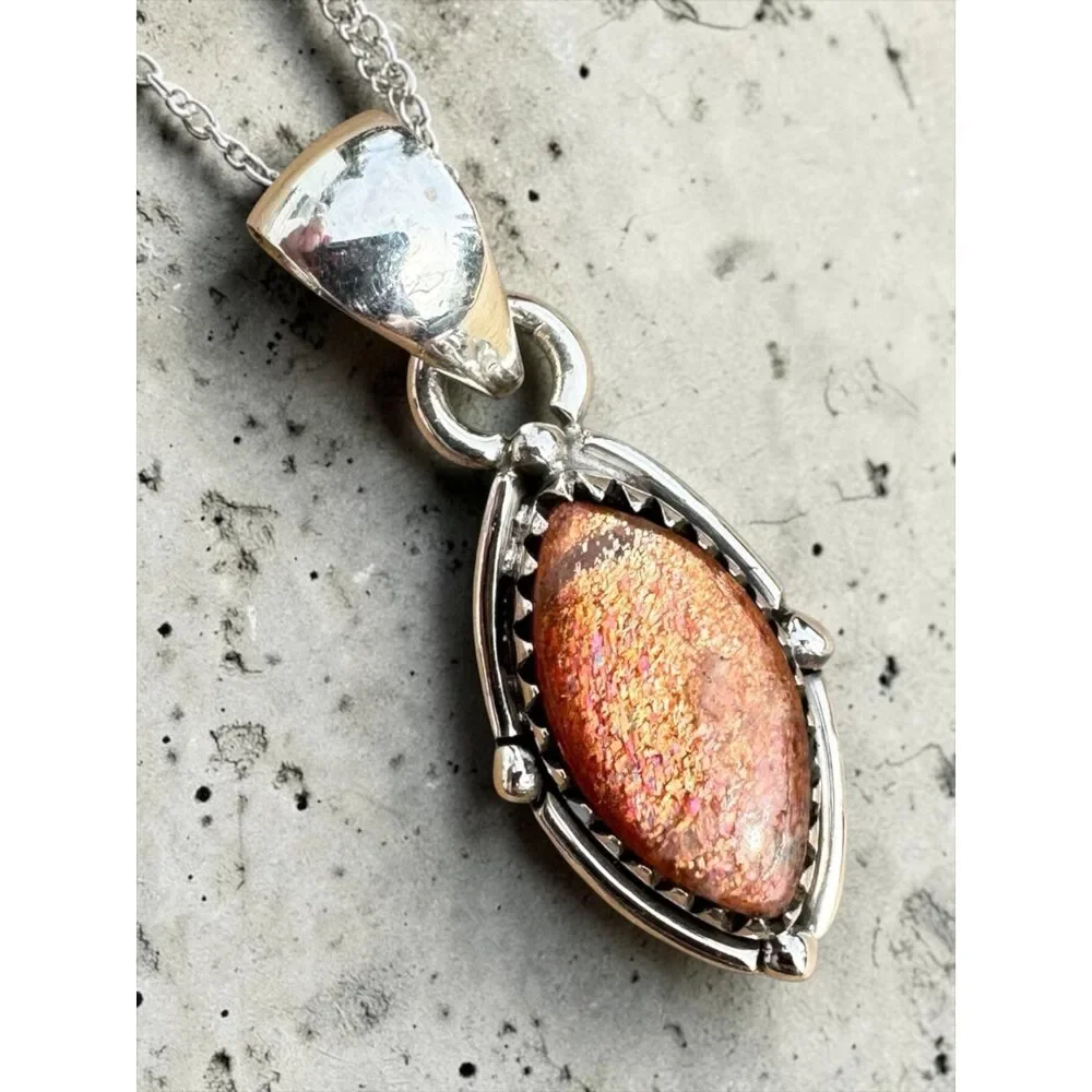 Sunstone Solid 925 Sterling Silver Pendant